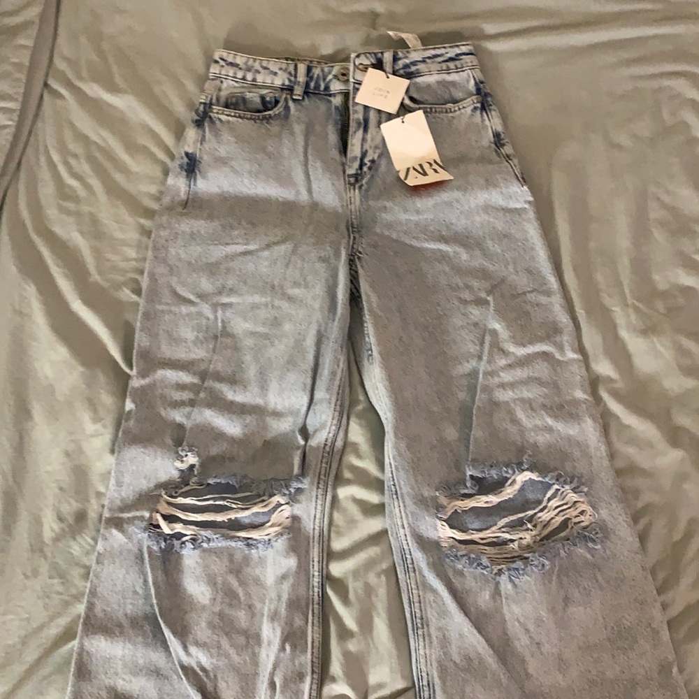 Zara high rise seamless wide leg jeans size 2 brand new with tags